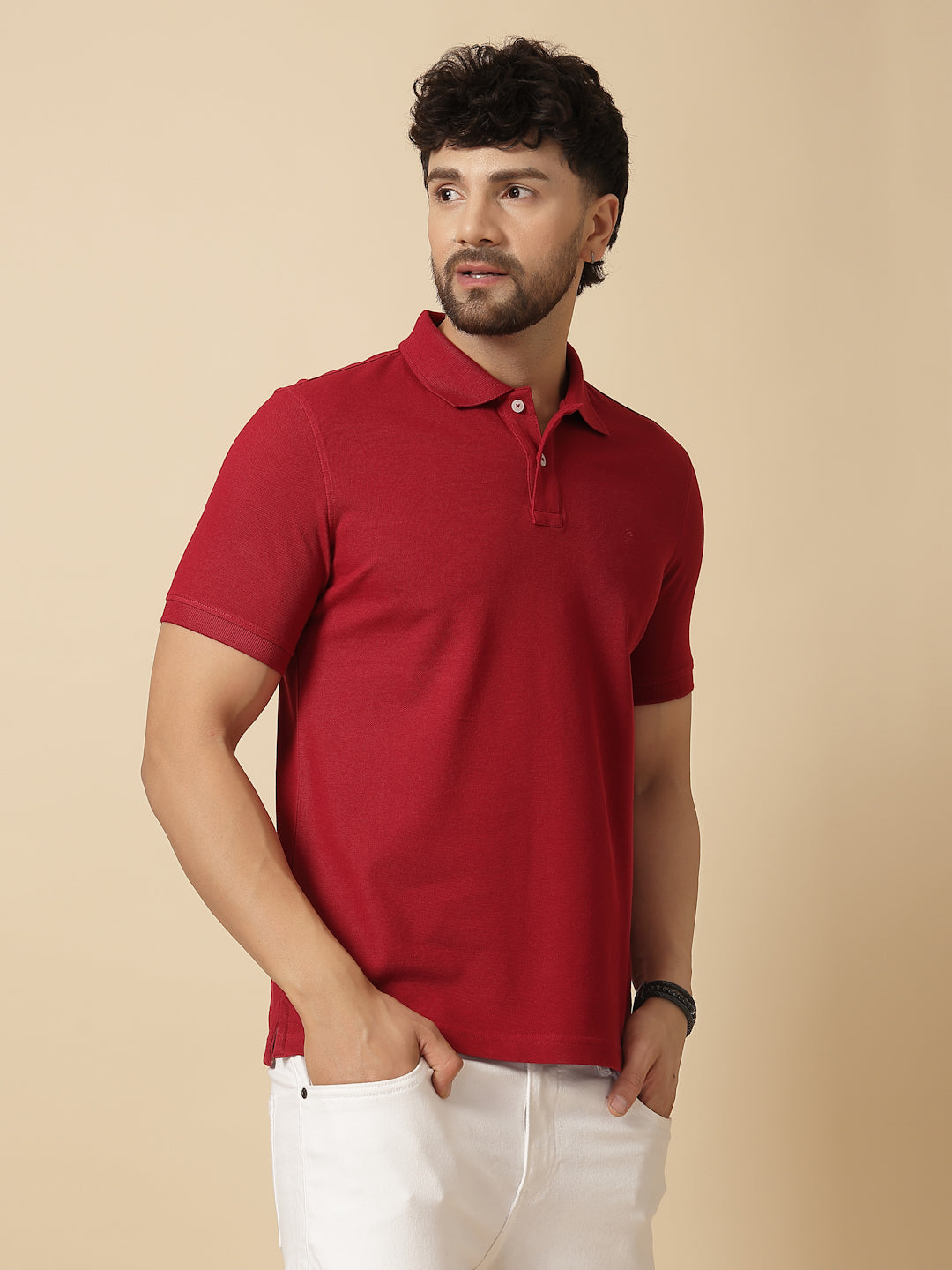 Bordeaux 100% Cotton Pique Polo T-shirt