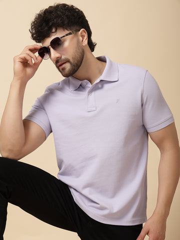 Mauve 100% Cotton Pique Polo T-shirt