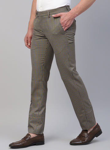 Beige Check Formal Trouser