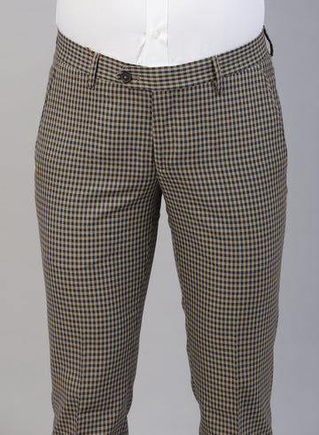 Beige Check Formal Trouser