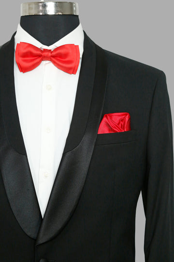 Black Solid Designer Shawl Collar Suit