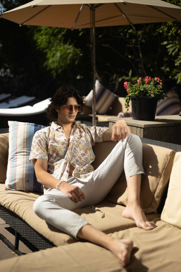 Cream 100% Cotton Printed Shirt