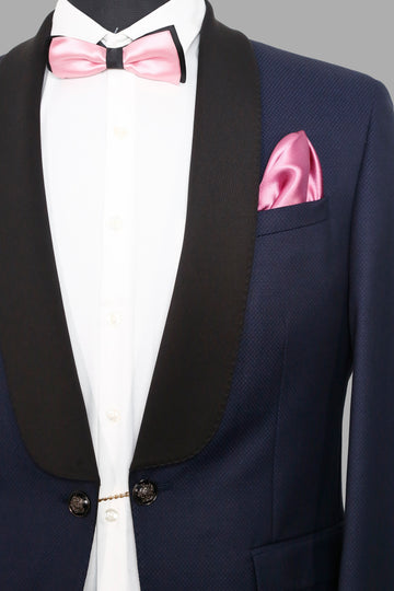 Navy Self Woven Designer Suit