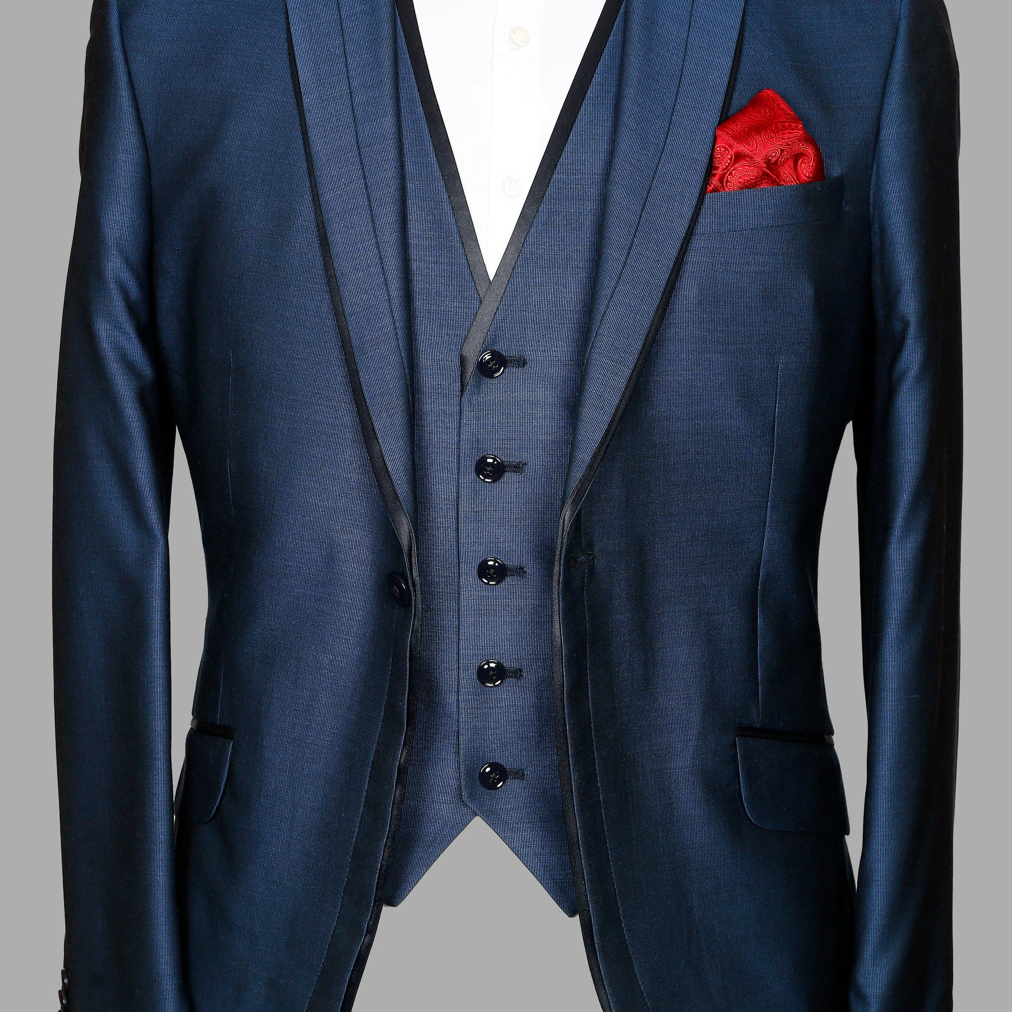 Royal Blue Self Woven Designer Suit