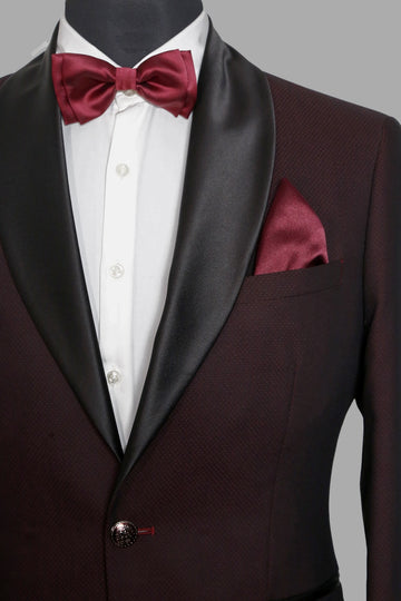 Wine Textured Designer Texedo Suit
