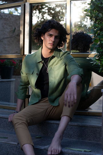 Olive Linen Hemp Shacket
