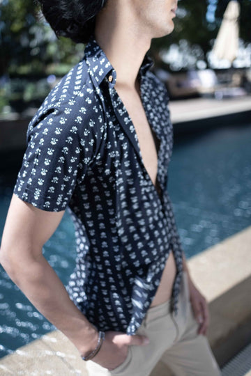 Black 100% Cotton Printed Shirt