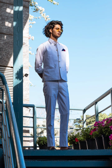 White Solid linen Hemp Nehru Jacket