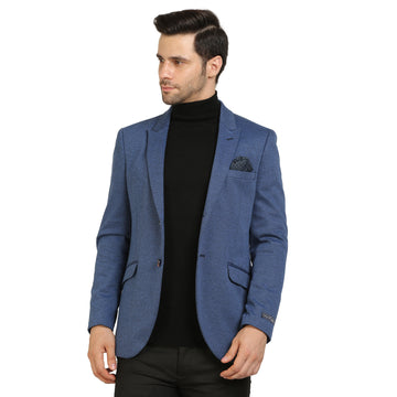 Blue Knit Peak Collar Jacket