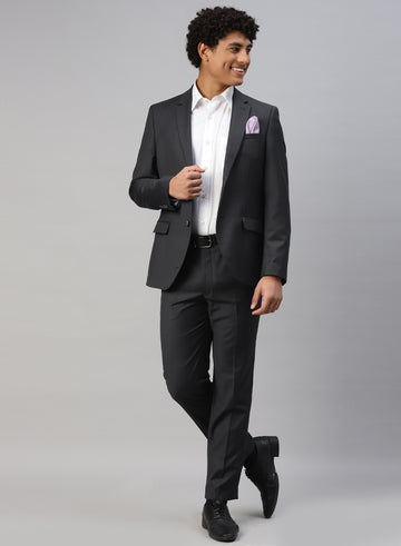 Charcoal Solid Polywool 2pcs Suit