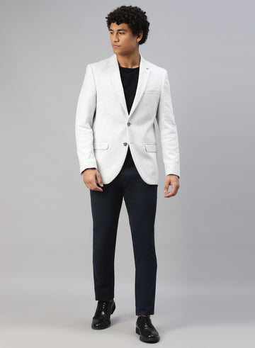 Light Grey Knit Notch Collar Jacket