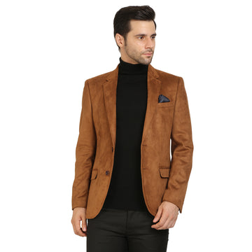 Light Brown Suede Notch Collar Jacket