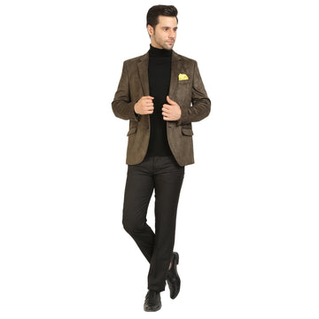 Dark Olive Suede Notch Collar Jacket