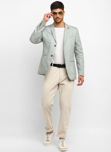 Green Peak Collar Casual Jacket