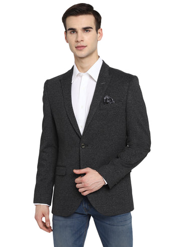 Charcoal Knit Peak Collar Jacket
