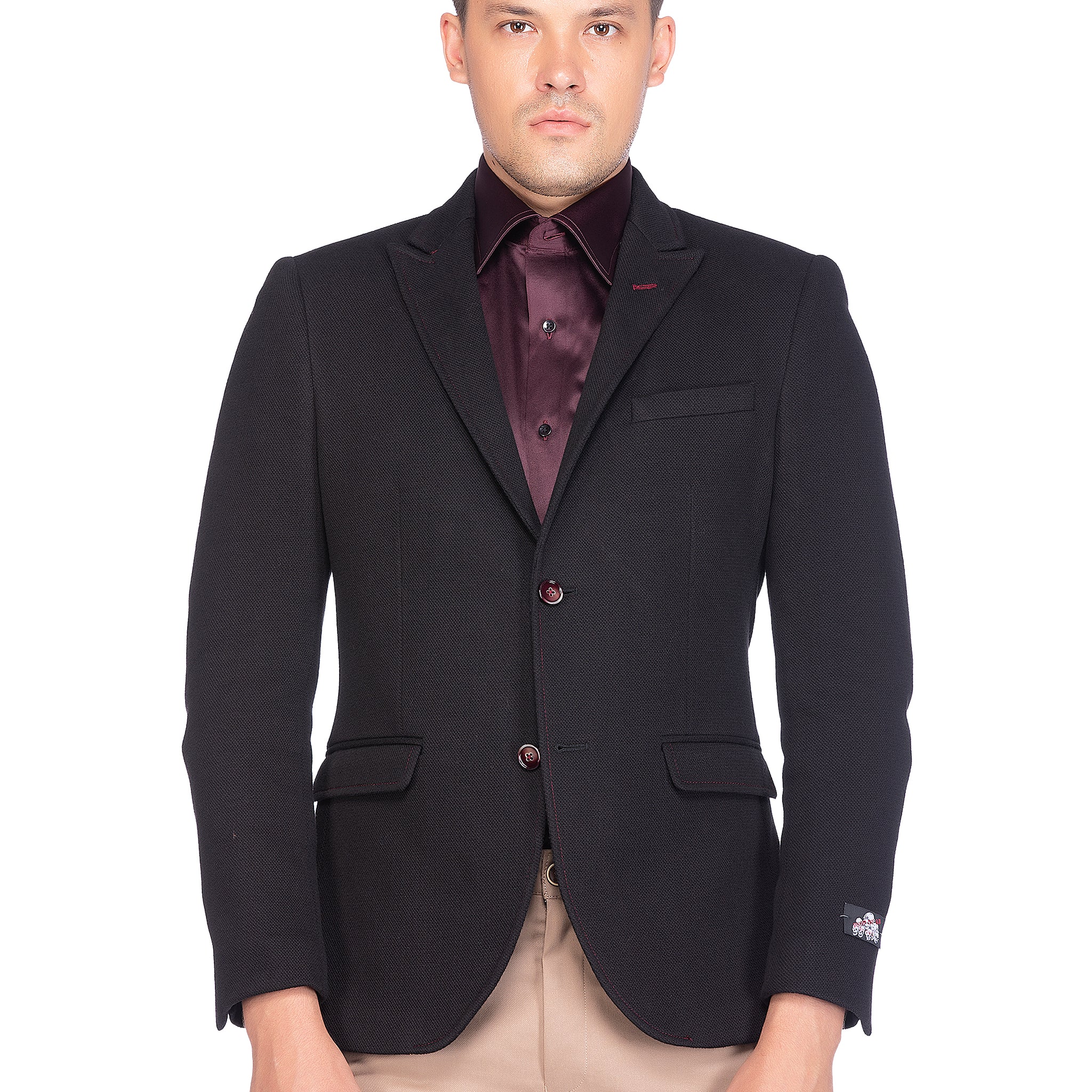 Black Knit Peak Collar Jacket