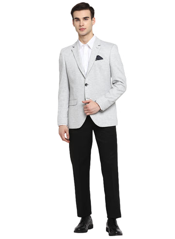 Grey Knit Notch Collar Jacket