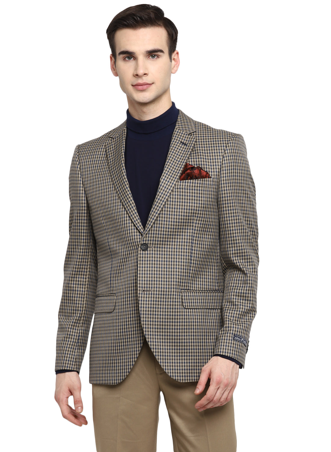 Beige Checkered Formal Jacket