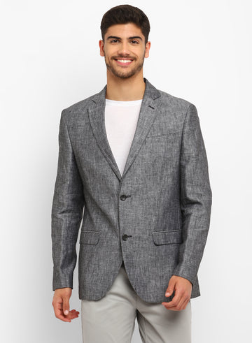 Charcoal Linen Notch collar Jacket