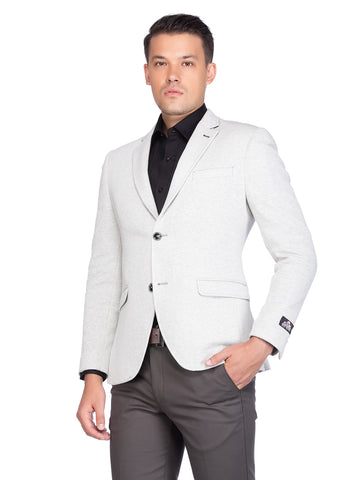 Silver Knit Notch Collar Jacket