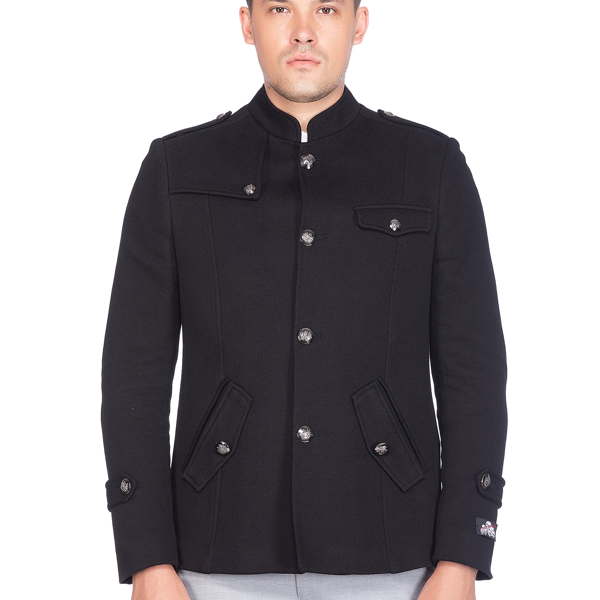 Black Knit Bandgala Jacket