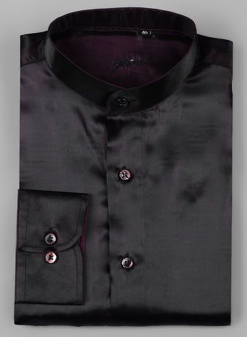 Dark Magenta Satin Eveningwear Shirt