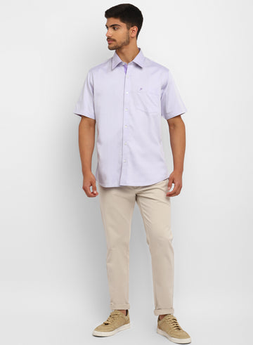 Mauve Cotton Half Sleeve Shirt