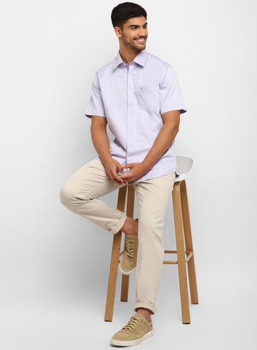 Mauve Cotton Half Sleeve Casual Shirt