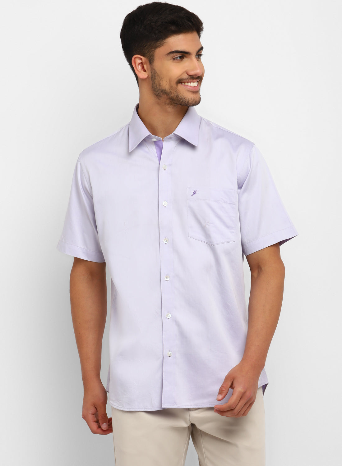 Mauve Cotton Half Sleeve Casual Shirt