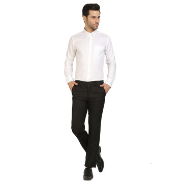 White Cotton Self Formal Shirt