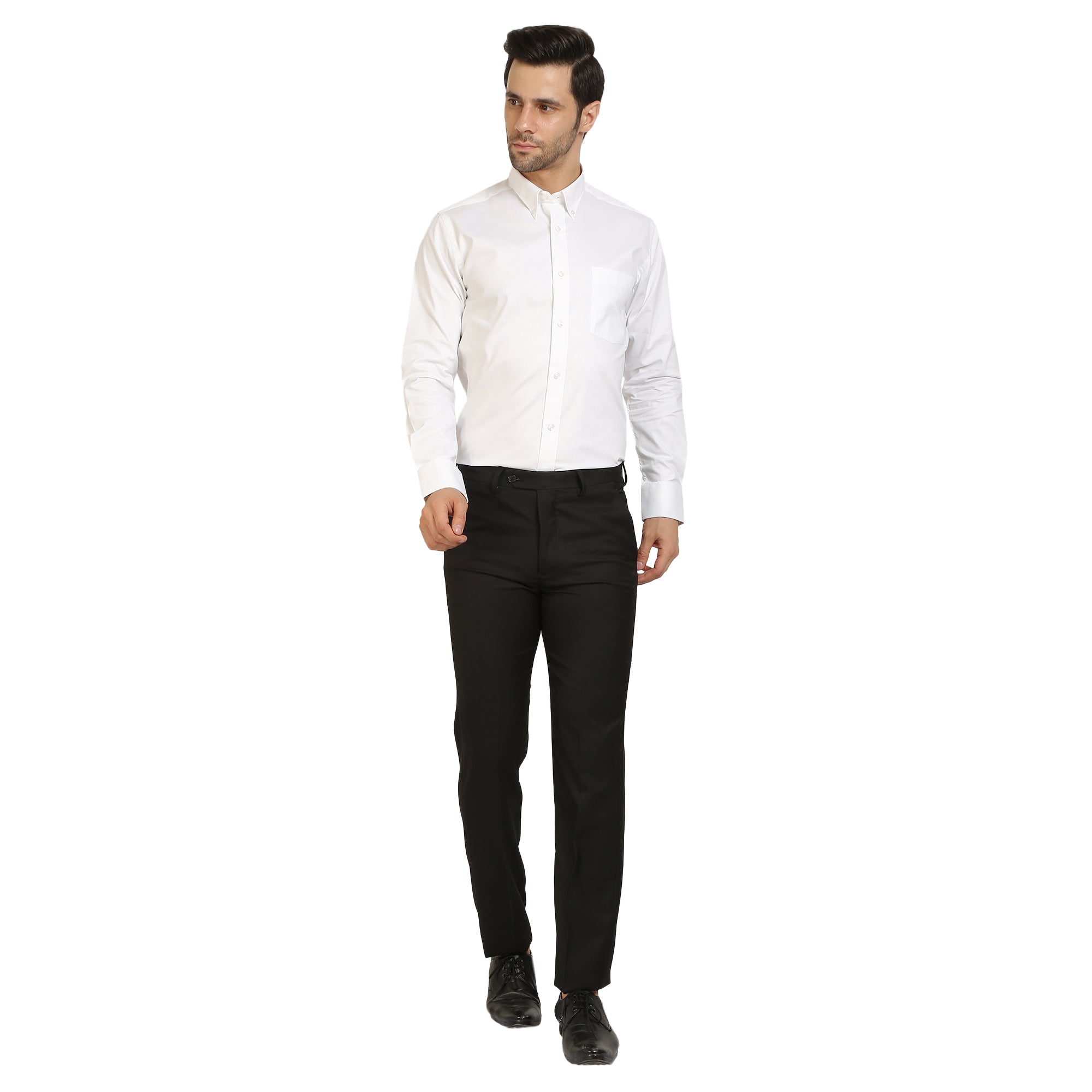 White Cotton Structured Formal Shirt