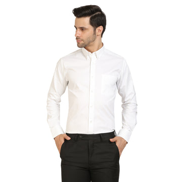 White Cotton Structured Formal Shirt