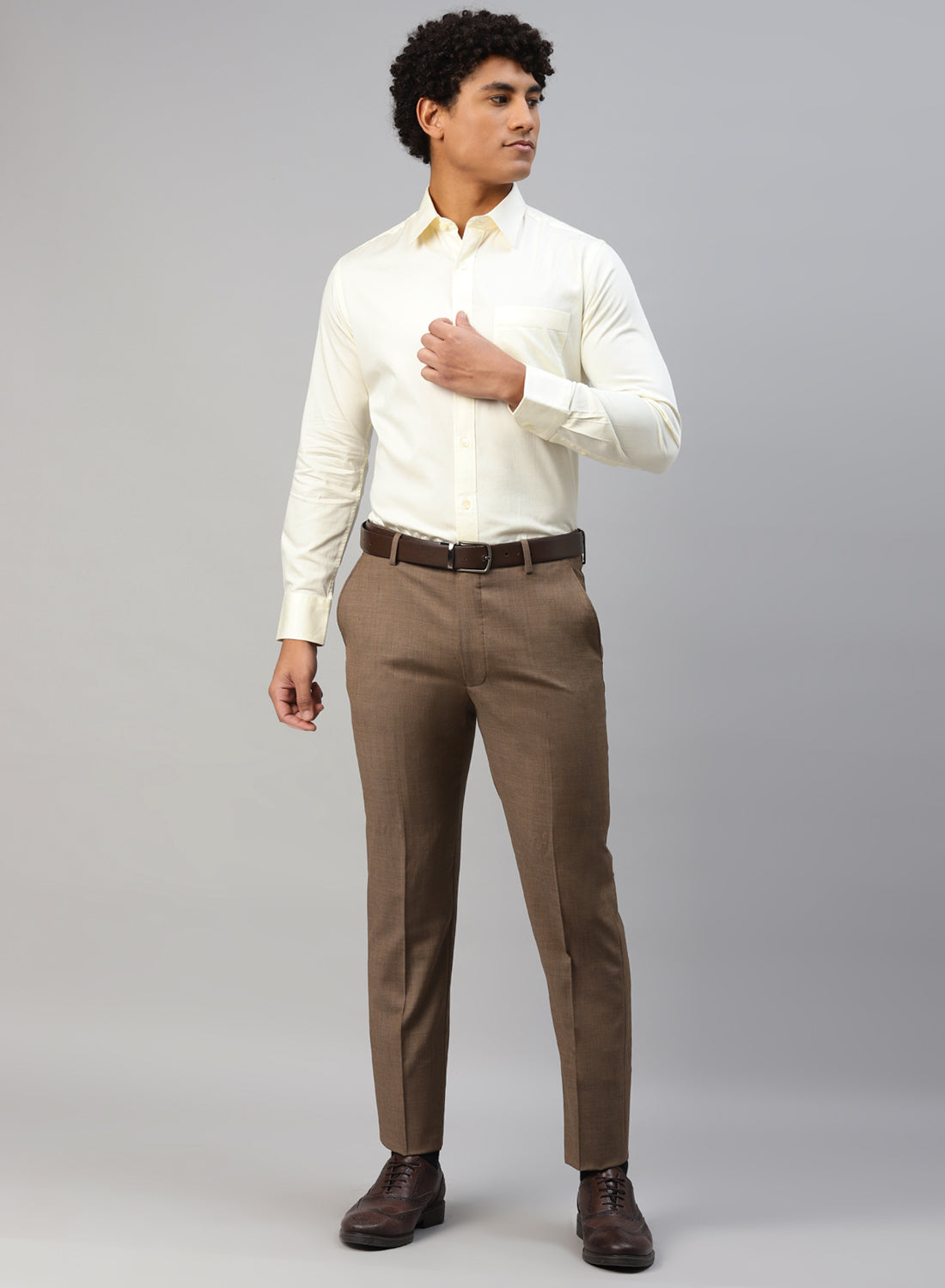 Off White Cotton Formal Shirt