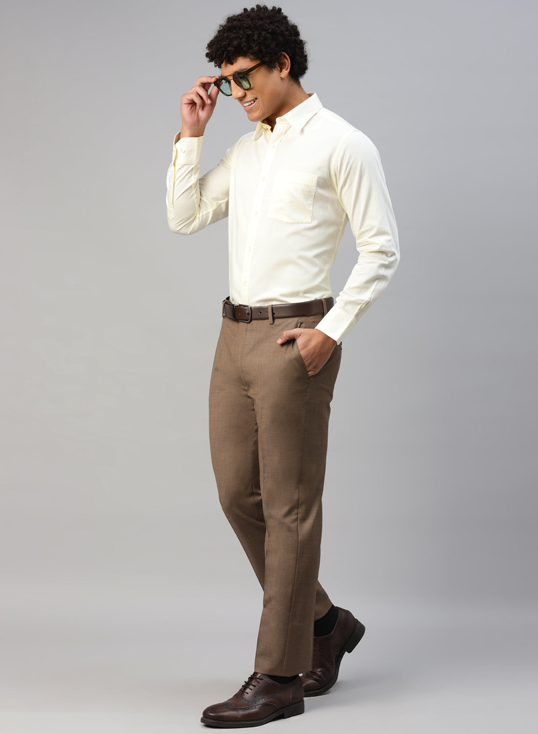 Off White Cotton Formal Shirt