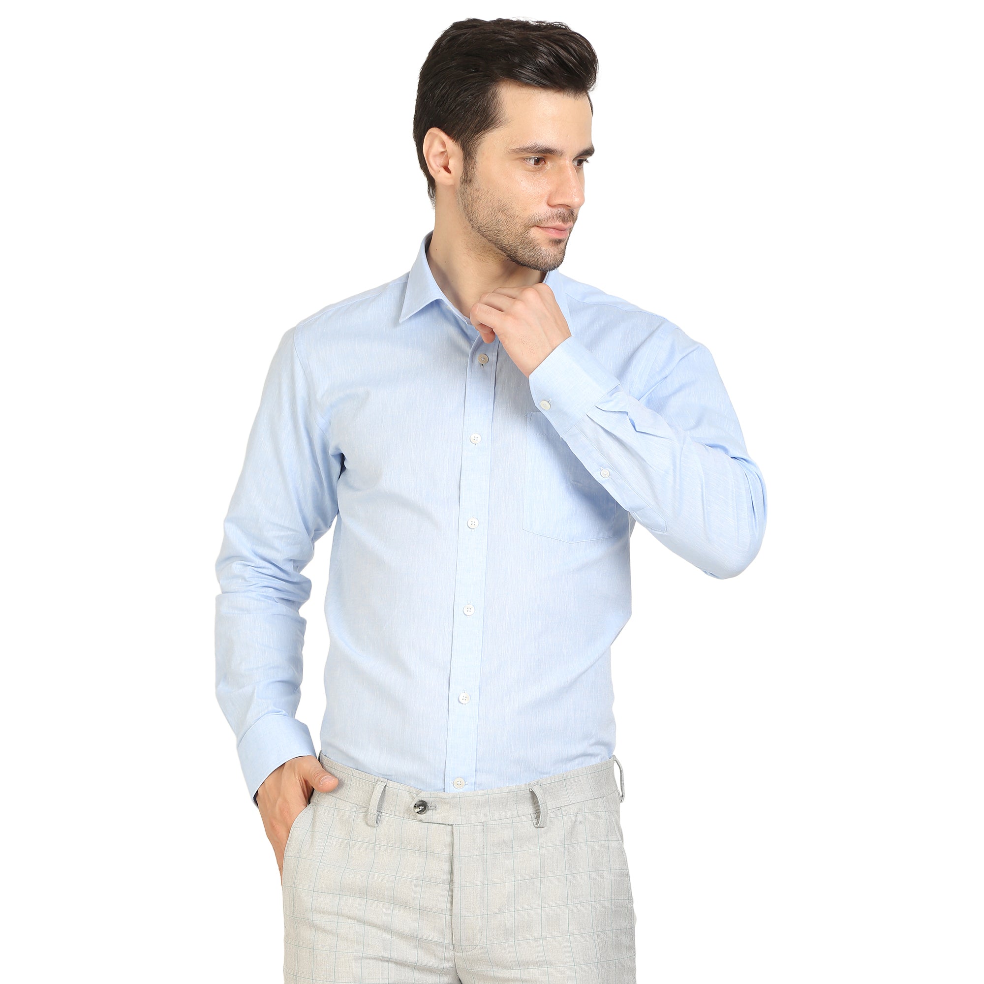 Light Blue Cotton Full Sleeve Shirt