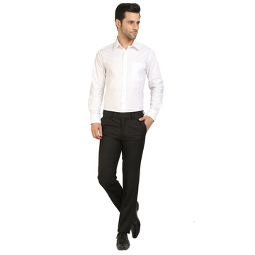 White Cotton Self Formal Shirt