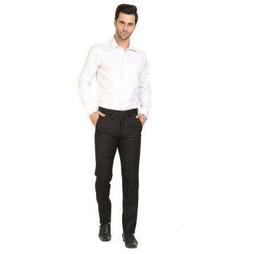 White Cotton Self Formal Shirt