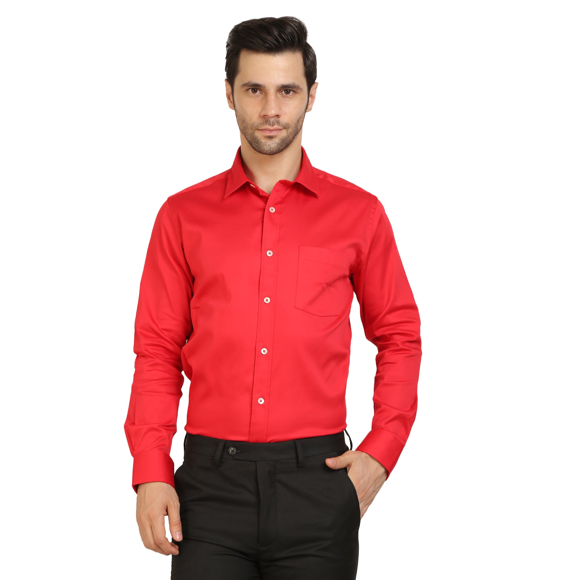 Red Cotton Formal Shirt