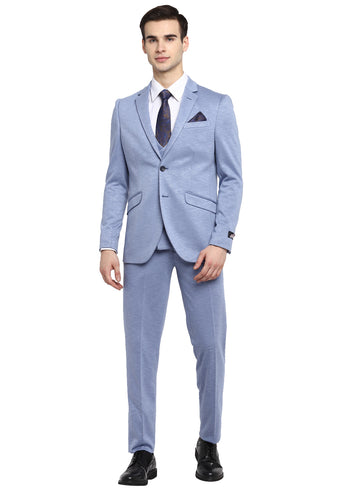 Skyblue Notch Suit 3Pcs