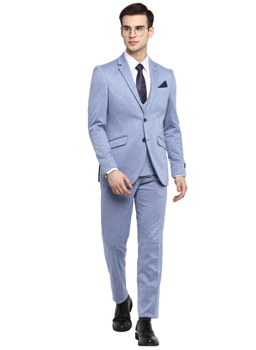 Skyblue Notch Suit 3Pcs