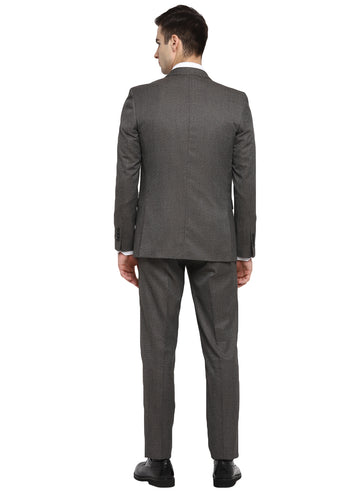 Brown Structured Notch Suit 3Pcs