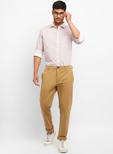 Red & White & Rust Cotton Printed Casual Shirt
