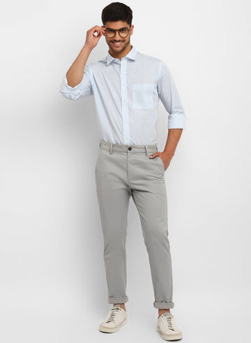 Light Grey Cotton Casual Trouser