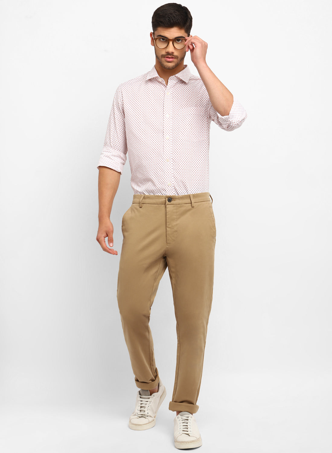 Khaki Cotton Casual Trouser