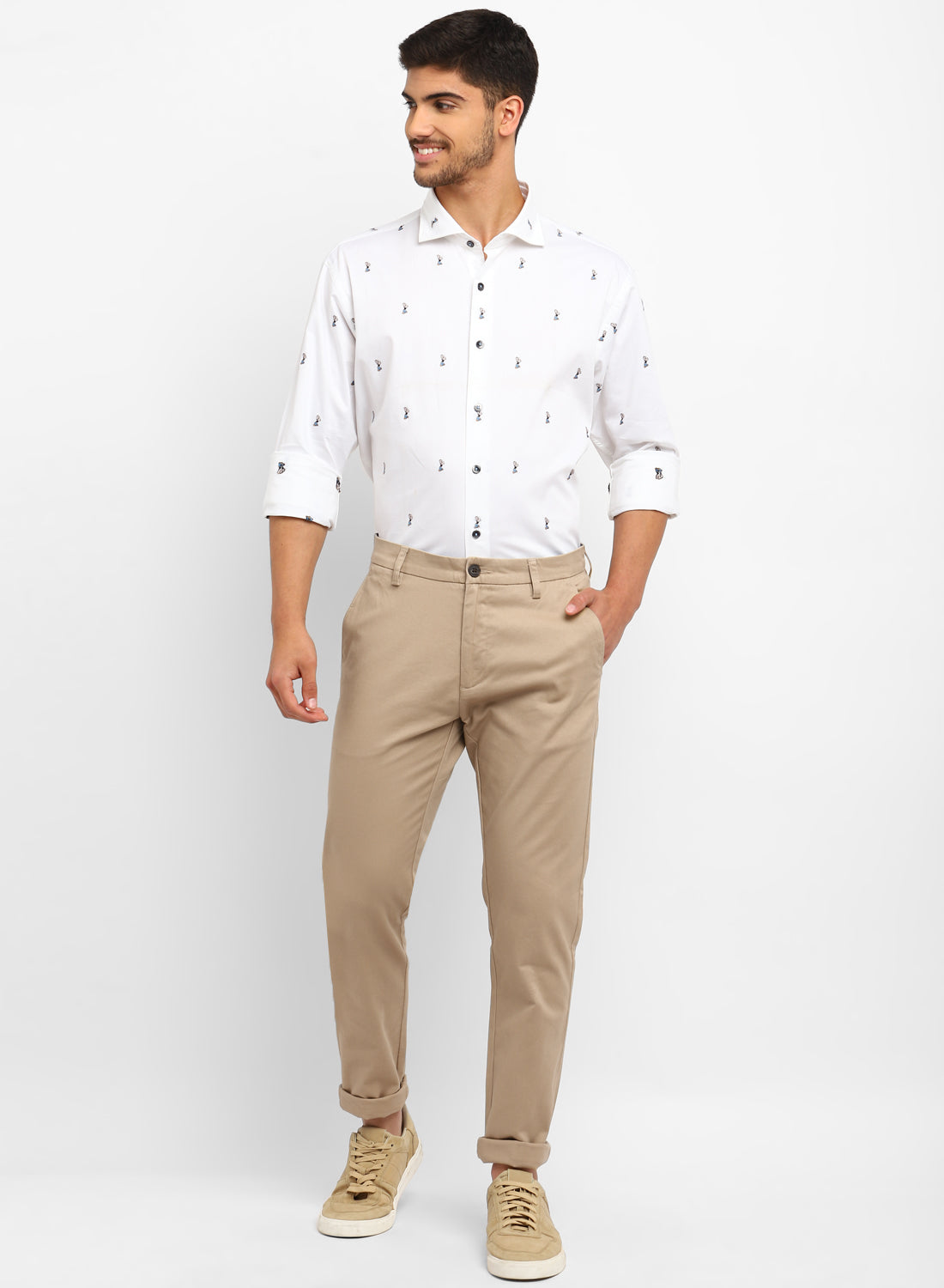 Khaki Cotton Casual Trouser
