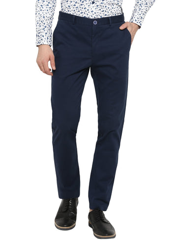 Navy Cotton Casual Trouser