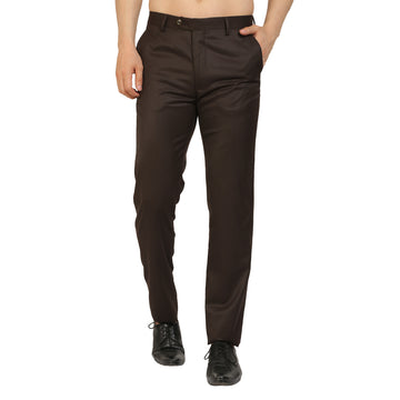 Wine Polywool Solid Formal Trouser