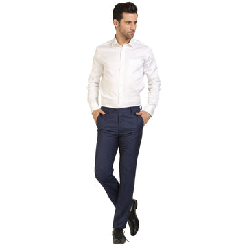 Navy Blue Gold Polywool Trouser