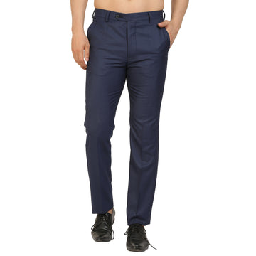 Navy Blue Gold Polywool Trouser
