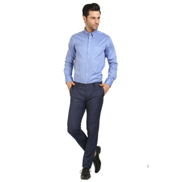 Blue Poly Blend Formal Trouser